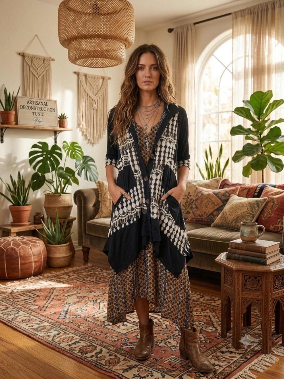 Boho artsy Lagenlook tunic cardigan / jacket